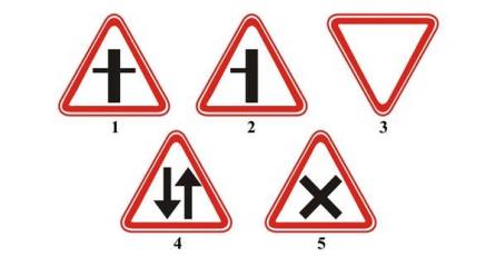 Which of the following signs warns of approaching an intersection of equal roads?