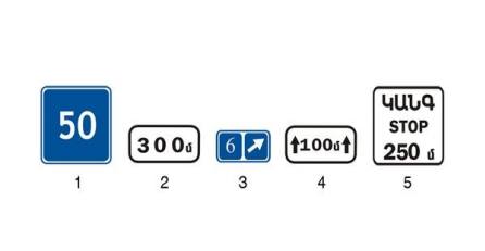 Which sign indicates the length of the dangerous section of road marked with warning signs?