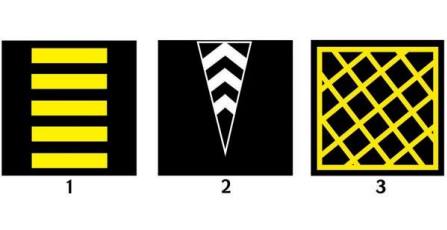 Which of the following road markings indicates the part of the intersection where entry is prohibited if there is a traffic jam in the direction of the traffic, which will force the driver to stop?