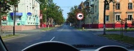 Is a trailer passenger car allowed in a straight line at this intersection?