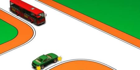 The driver of a green car: