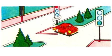 At what traffic light signal is the car driver allowed to complete a U- turn?