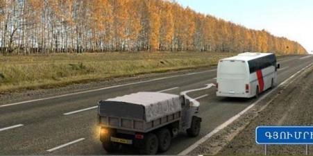 Is a truck driver allowed to overtake a bus traveling at 60 km/h?