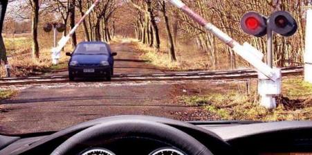 Is it allowed to enter a railroad crossing in this situation?