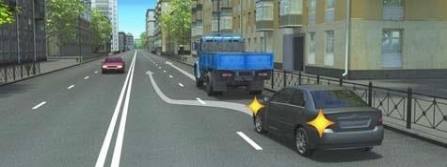 What manoeuvre is the passenger car driver making