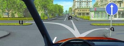 In which of the indicated directions may you continue driving at this intersection?
