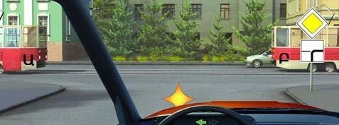 When passing through the intersection the driver must give way to