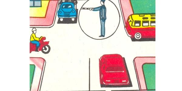 Which of the drivers has the right to proceed straight ahead?